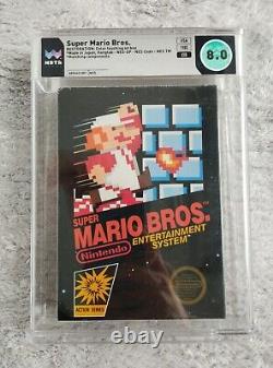 NES Super Mario Bros. WATA Graded 8.0 CIB HOLY GRAIL HANG TAB VERSION 1985