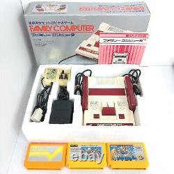 Nintendo Famicom boxed Japanese original Console with 3 games Super Mario HVC-001