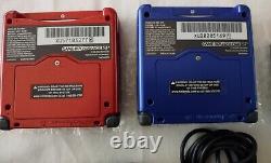 Nintendo Game Boy Advance SP Blue & Red Mario Kart, Super Mario 3 Mario World 2