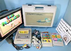 Nintendo Super Famicom console With Carrying Case Mario world & 8Games SFC #s