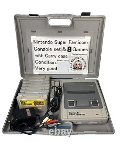 Nintendo Super Famicom console With Carrying Case Mario world & 8Games SFC #s