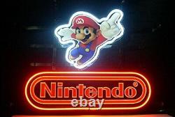 Nintendo Super Mario VIdeo Game 17x14 Neon Light Sign Lamp Wall Decor Bar Open