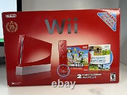 Nintendo Wii Super Mario Bros 25th Anniversary Red Console w Box Both Games