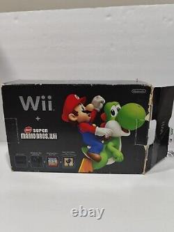 Nintendo Wii Super Mario Bros. Game & Black System Console BUNDLE With Extras