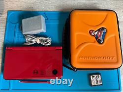 RED Super Mario Bros. 25th Anniversary DSi XL+Power Plug, Mario Kart Case & Game