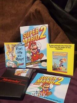 Super Mario Bros 2 NES RARE 1st PRINT BOX CIB COMPLETE in BOX Nintendo 1988 MINT