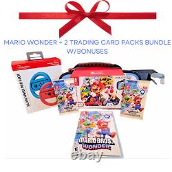 Super Mario Bros Wonder Game +2 Packs WonderTrading Cards with Bonuses Bundle