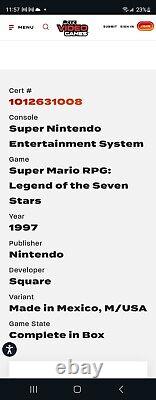 Super Mario RPG Legend of the Seven Stars CGC 9.4 GRADE super Nintendo SNES