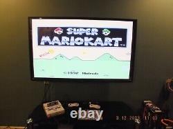 Super Nintendo Console Game Lot Tested 2 Controller 5 SNES Games Mario Kart